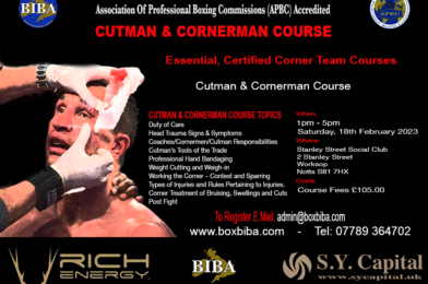APBC Cut/Cornerman Course Set for 18th February 2023 in Worksop, Notts.